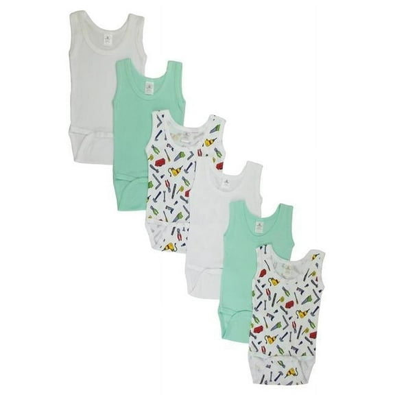 CS-109NB-Tools-109NB-Tools Boys Tank Top with Printed, White & Blue - Newborn