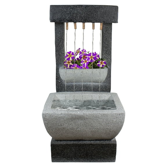 Northlight LED Lighted Rainfall Outdoor Water Fountain with Planter - 26"