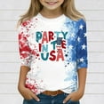 thumbnail image 2 of Mlqidk Usa Shirts for Girls 10-12 4th Of July American Flag T-Shirt Kids Independence Day 3/4 Sleeve Crew Neck Tees Kids Stars and Stripes Outfit Light Blue 8-9Y, 2 of 5