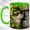 Green, variant on Garden Cat Coffee Mug, Daisy Flower Mug, Ceramic 11 oz