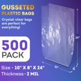 thumbnail image 2 of AMZ Supply Jumbo Gusseted Poly Bags 10 x 8 x 24. Large Clear Bags 10x8x24. 2 Mil. , Health Needs Pack of 500, 2 of 6