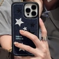 thumbnail image 2 of Compatible with iPhone Case,Cool Denim Fabric Embroidery Star Silicone Camera Lens Protection Soft Shockproof Cover Phone Case (Blue,iPhone 12), 2 of 6