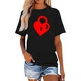 thumbnail image 2 of Chandails Mignons pour Couples Assortis de la Saint-Valentin, Décontractés, Amples, Col Rond, Manches Courtes, T-Shirt à Imprimé Cœur, Confortable, Doux, Mari Femme, Chemisiers, Chandail, Ensembles, Noir, TG, 2 of 5