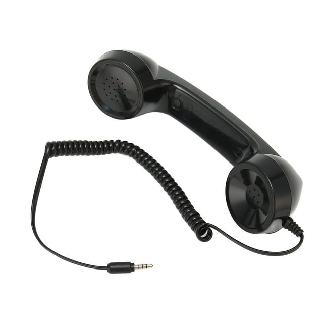 Replacement Telephone Handset,Retro Cell Phones Handsets, Mobile Phone Telephone Receiver With 9 Feet Coiled Cord,One Touch Answer,Volume Control,Sound Switch,3.5mm Sound Plug