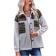 thumbnail image 4 of Puntoco Mujeres Estampado Costura Casual Manga Larga Bolsillo Suelto Solapa Rebeca Chaqueta Abrigo Liquidación Puntoco Puntoco-3950, 4 of 9