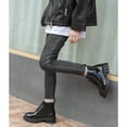 thumbnail image 3 of DADAWEN Toddler Boys Girls Combat Boots Ankle Boots Kid Unisex Shoes Black/Glossy leather 13 Little Kid, 3 of 6