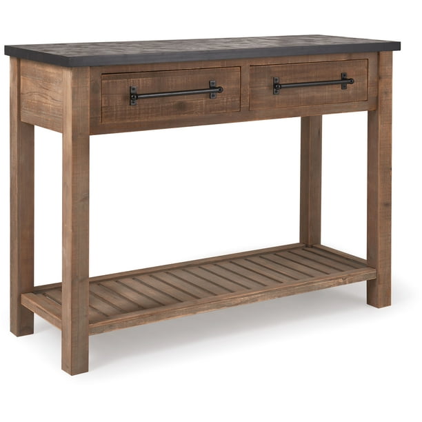 ClickDecor Eugene Rustic Wooden Console Table with 2 Drawers, Brown
