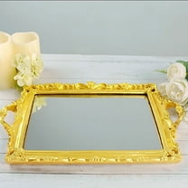 BalsaCircle 15" x 10" Gold Metallic Rectangle Mirror Serving Tray Handles