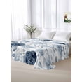 thumbnail image 5 of Blue Flowers Queen Size Flat Sheet, Wrinkleproof & Fadeproof Cooling Flat Bed Sheet Only, Watercolor Rustic Retro Floral Leaf Vines Breathable Soft Bedding Top Sheets 90 x 102 Inches, 5 of 8