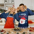 thumbnail image 3 of ELUTONG Adult Christmas Pajamas, One set of men's or Women's Long Sleeve Santa Claus and Christmas Snowman Sleepwear Navy Blue S-2XL, 3 of 7