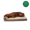 thumbnail image 5 of FurHaven Wave Fur & Velvet Memory Foam Deluxe L-Chaise Pet Bed for Dogs & Cats - Brownstone, Large, 5 of 12