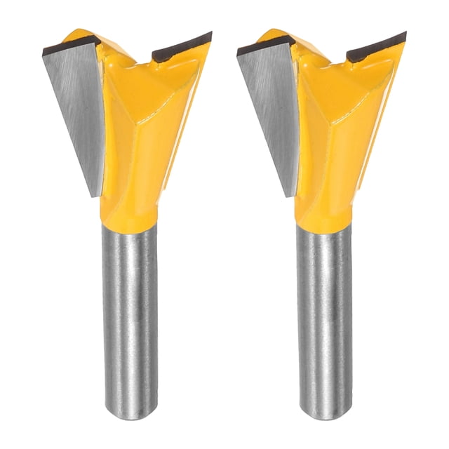 Uxcell 2pcs Broca de Cola de Milano para Router 3/4" Diámetro 1/4" Vástago 14 Grados