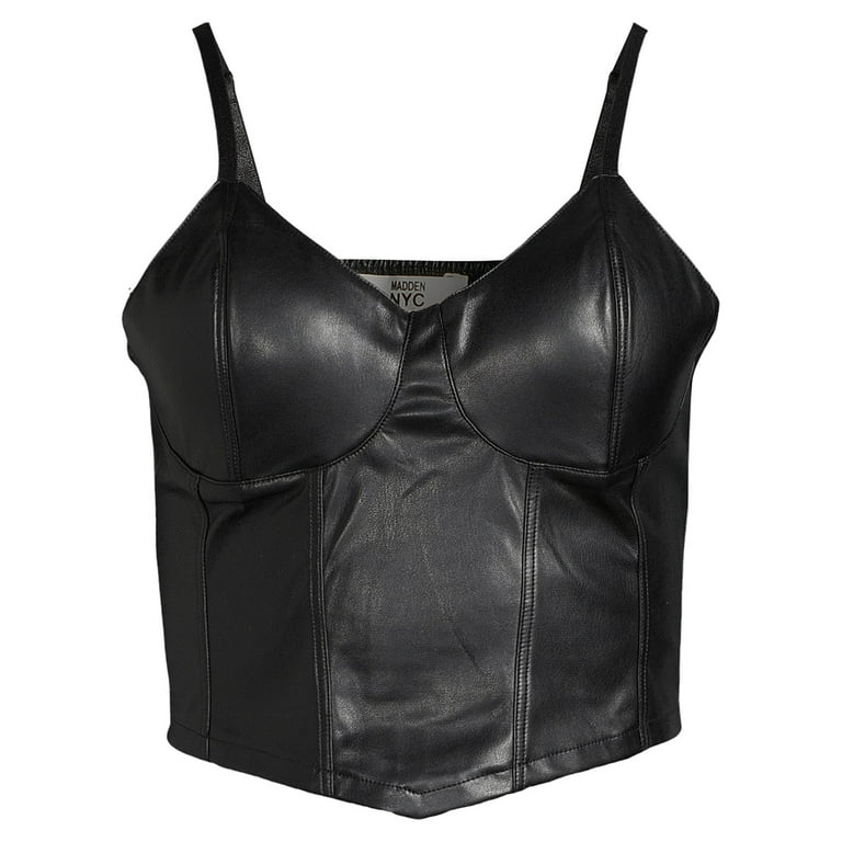 Madden NYC Juniors Faux Leather Bustier Top Walmart