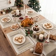 thumbnail image 4 of MeyJey Table Runner and Placemats Set of 4, Washable Fabric Rectangle Dining Table Mats with Tassels for Dining Tables, Kitchen, Brown, 4 of 10