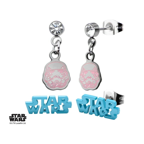 Pink Stormtrooper and Logo Stud Earring Set
