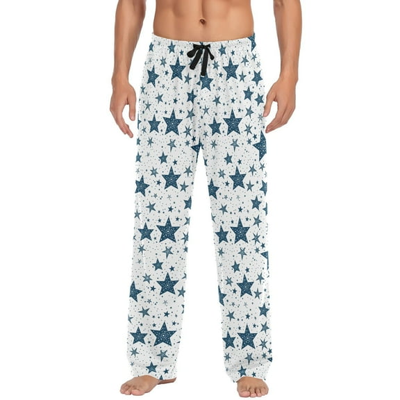 JSTEL Blue Stars Starry Men's Sleepwear Mens Pajama Pants Bottoms with Pockets, S