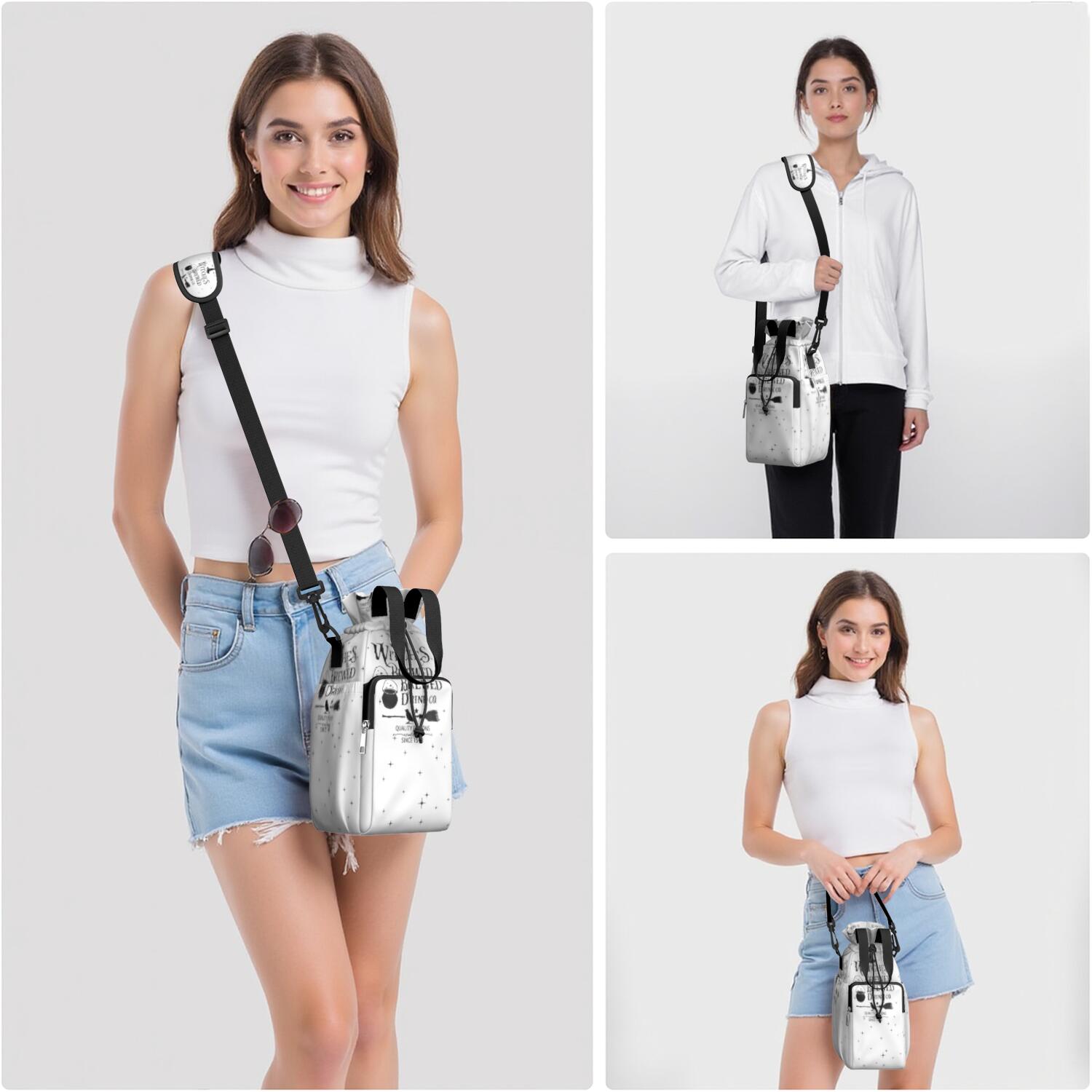 Insulated Water Bottle Carrier Bag Sleeve with Strap Crossbody for 20/24/32/40oz Tumbler,Halloween Nightmare Before Water Bottle Holder Sling Bag with Pocket Gifts for Women Men Adults