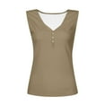 thumbnail image 4 of Levmjia Womens Tank Tops Cotton Striped V Neck Sleeveless Casual Shirt Summer Comfortable Loose Fit Elastic Button Tops for Daily Wear, 4 of 5