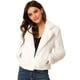 thumbnail image 1 of Abrigo mullido de piel sintética Allegra K chaqueta recortada para mujer Otoño Invierno blanco S, 1 of 6