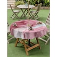 thumbnail image 4 of Outdoor Tablecloth with Umbrella Hole for Patio/Picnic/Party/Camping, Pink Marble Waterproof Table Cloth Round Cover Washable, Summer Ocean Wave Red Ombre (Dia 54"), 4 of 8