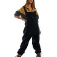thumbnail image 2 of HKYNLAG Womens Fleece Fuzzy Overalls Adjustable Suspender Straps Snow Ski Bib Jumpsuit Winter Warm Overalls Jogger Jumpsuits with Pockets Navy L, 2 of 6