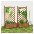 thumbnail image 7 of Raised Garden Bed with Trellis Set of 2, Outdoor Wood Planter Box & Plant Stand with Climbing Racks, 7 of 7