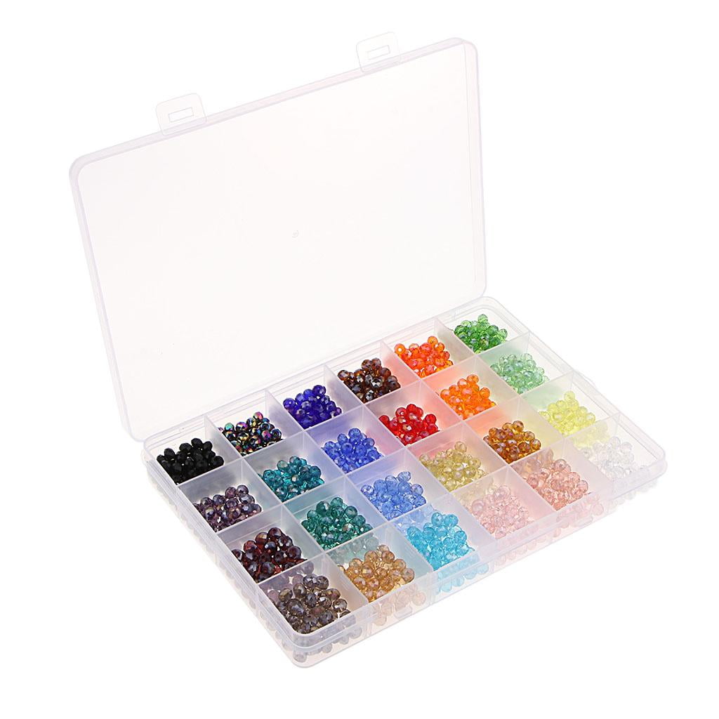 1200x Crystal Beads Faceted Glass Beads Bulk - 6mm Mixed colorful glass Rondelle Beads Charms Jewelry Making Findings Accessories Including Box Container