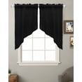 thumbnail image 2 of Black Swag Valances for Windows, Solid Color Farmhouse Black Rod Pocket Sheer Valances for Small Windows, Swag Toppers Light Filtering for Kitchen Living Room 2 Panels 28''x36'', 2 of 6
