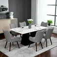 thumbnail image 4 of Modern Upholstered Dining Chairs, Kitchen Chairs with Wood Legs, High Back Dinning Chair for Kitchen, Dining Room, Living Room, Restaurant, Dark Gray, 4 of 7