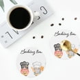 thumbnail image 4 of Lsque Little Chef Gnome Pattern 4" Drink Coasters Set of 4, PVC Leather Absorbent Coasters, Table Coaster Set Decorative Coffee Cup Coasters Housewarming Gift -Round Shape, 4 of 6