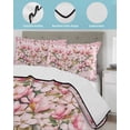 thumbnail image 3 of Full Size Quilt Bedding Set, Pink Orchid Reversible Summer Quilt 3 Pieces, Spring Floral Flowers Leaves Botanical Lightweight Bedspreads Coverlets with 2 Pillow Shams for All Seasons, 3 of 5