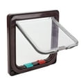 thumbnail image 3 of Porte Battante pour Chat, Étanche Durable 4 Modes de Commutation Porte en Plastique pour Animaux de Compagnie Imperméable pour Intérieur et Extérieur pour Maison Blanc, Marron, 3 of 7