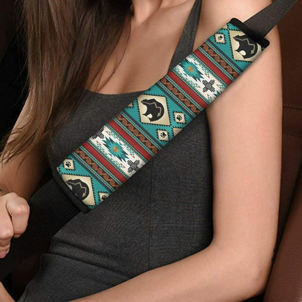 Lot de 2 coussinets de protection pour ceinture de sécurité de voiture  imprimé ours aztèque géométrique pour enfants et adultes pour réduire les  frottements et les frottements intérieurs 