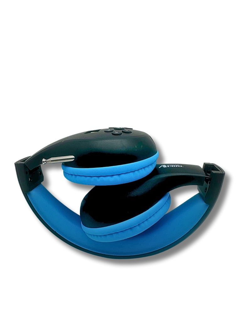 FM Radio Headphones Pull-Out Antenna, Great Reception, Sound Quality, Light Weight, Walking, Ease of Use, Jogging, Relaxing, School, Talk Radio, Require 2AA Batteries (Not Included) Black & Blue