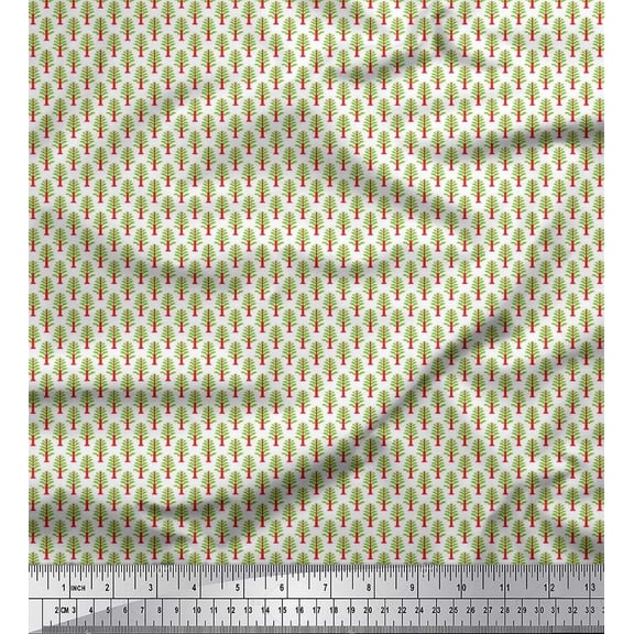 Soimoi Polyester Crepe Fabric Tree Small Decor Fabric Printed Yard 42 Inch Wide