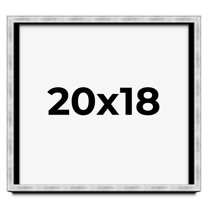 20x18 Frame Brushed Silver Solid Wood Picture Frame | 0.75 Inch Moulding Width | Rabbet Depth 0.75
