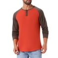 thumbnail image 4 of Camisetas de hombre INSPIRE CHIC de manga larga raglán, camisetas casuales tipo béisbol Henley, S rojo, 4 of 6