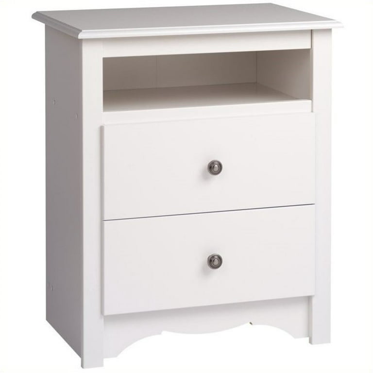 Bowery Hill 2 Drawer Tall Nightstand In, Tall Nightstand With Drawers And Shelves