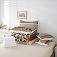 thumbnail image 4 of Leopard Print Full Bedding Sets, Brown Zebra Print Splicing Kids Comforter Set, Rustic Animal Safari (Comforter+Flat Sheet+Fitted+2 Pillowcases+2 Throw Pillow Covers) 7 Pieces Bed Set, 4 of 5