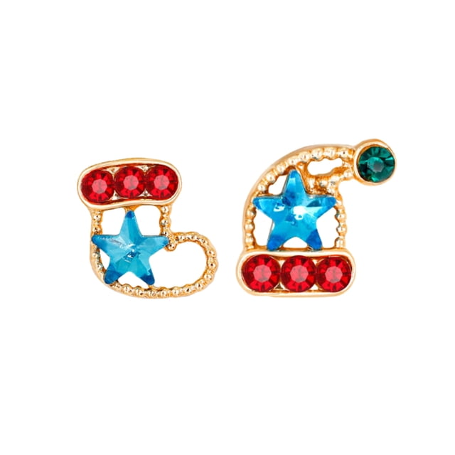 Xihbxyly Almacén de liquidación Pendientes navideños en forma de botón, pendientes rojos, árbol de Navidad, copo de nieve europe, bastón, accesorios