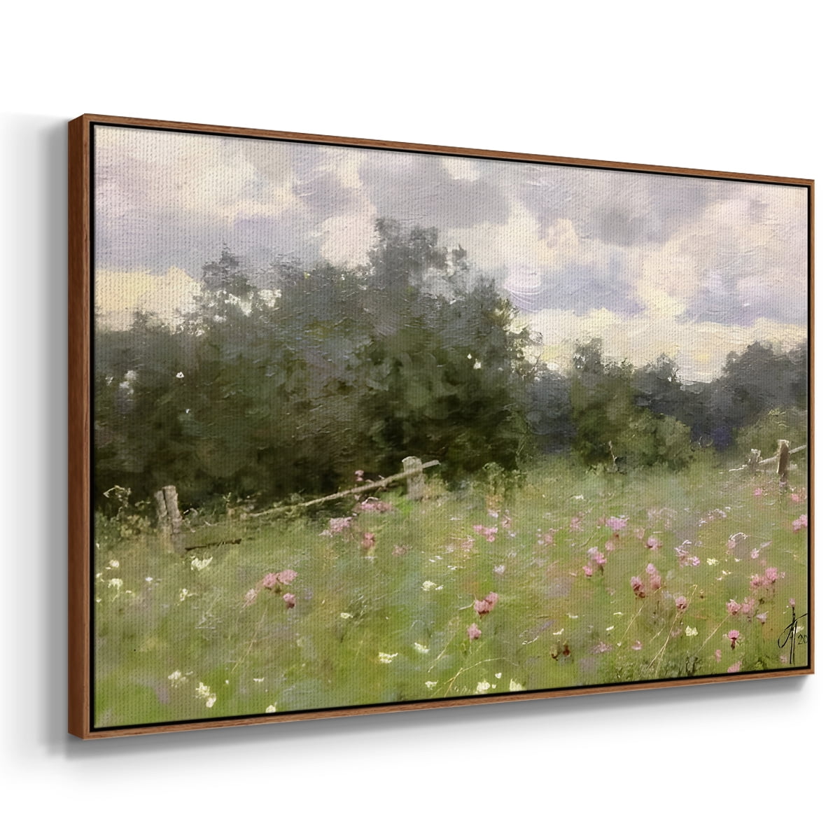 Vintage Landscape-CCLXIV By Wexford Home Framed in Walnut Wood Gallery Wrapped Canvas 27 in. x 41 in.