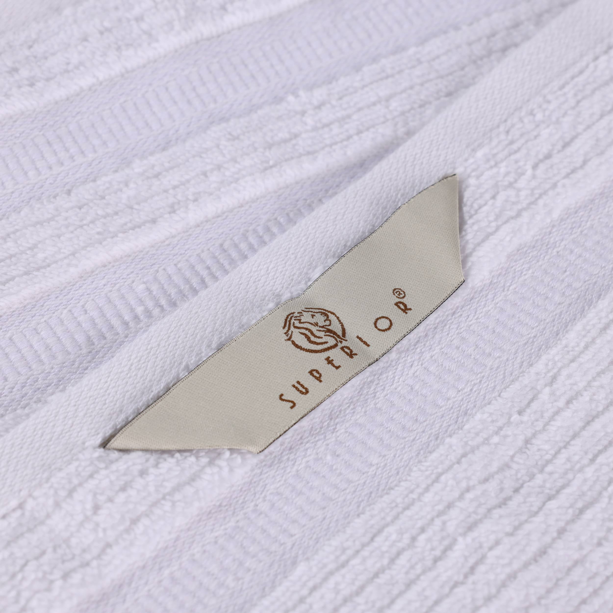 Superior Zero Twist Cotton Ribbed Geometric 6-Piece Towel Set, Ultra Soft Quick Dry, White