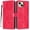 Red, variant on For Apple iPhone 16e / iPhone 17e 6.1" Flower Embossed Buckle Case, Card Slots/Pocket, PU Leather Flip Wallet Case With Short Wrist Strap,Gold,For iPhone 16e / 17e