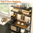 thumbnail image 5 of Bakers Rack with Power Outlet, Microwave Stand, 5 Tiers Coffee Bar Station with Led Lights, Kitchen Storage Shelf with 6 S-Shaped Hooks, Kitchen Rack Coffee Bar Stand, 5 of 14