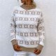 thumbnail image 4 of Suéter Suelto Gibobby con Estampado navideño Casual de punto de Bloque de Color navideño para mujer con cuello y rayas Beige L, 4 of 5