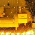 thumbnail image 4 of 96 LEDs Outdoor Net Lights, 1.5M x 1.5M Waterproof Solar String Lights Power Socket, Garden Patio Fence, Warm White, 4 of 5