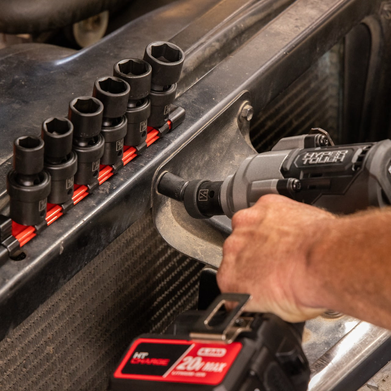 Hyper Tough 7-Piece 1/2" Swivel Impact Socket Set, SAE