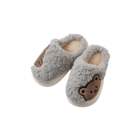 

Zodanni Boys Lightweight Indoor Shoe Bedroom Cozy Fleece Warm Slipper Breathable Casual Plush Fuzzy Slippers Warm Slippers-gray 13C