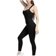 thumbnail image 4 of Wyobmus Women's Slim Fit Yoga Jumpsuits Comfort Solid Color Stretch Sleeveles One Piece Pants for Ahtletic Workout Running Black, 4 of 5