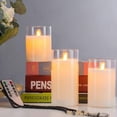 thumbnail image 5 of Flameless Candles (D 3" X H 4" 5" 6") Glass Real Wax Pillars & Moving Flame Wick LED Candles and 10-Key Remote Control, 5 of 6